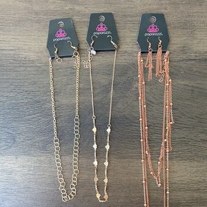 Set of 3 Paparazzi Necklaces Dainty Chain Gold Rose Gold Jewelry